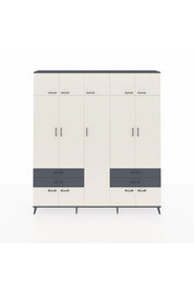 Arges Dolap 12 Raflı 4 Çekmeceli 2 Askılı 220x30x243 Antrasit-Aytaşı/Antrasit