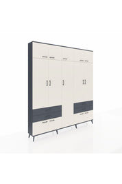 Arges Dolap 12 Raflı 4 Çekmeceli 2 Askılı 220x30x243 Antrasit-Aytaşı/Antrasit