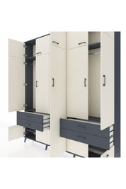 Arges Dolap 12 Raflı 4 Çekmeceli 2 Askılı 220x30x243 Antrasit-Aytaşı/Antrasit