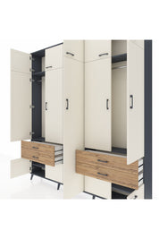 Arges Dolap 12 Raflı 4 Çekmeceli 2 Askılı 220x30x243 Antrasit-Aytaşı/Çam