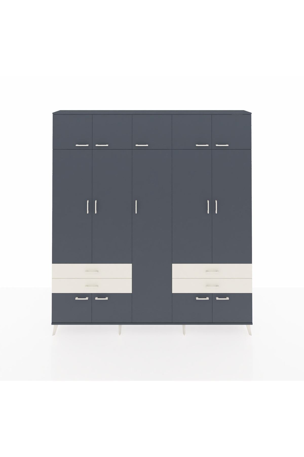 Arges Dolap 12 Raflı 4 Çekmeceli 2 Askılı 220x30x243 Antrasit-Antrasit/Aytaşı