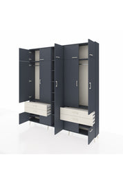 Arges Dolap 12 Raflı 4 Çekmeceli 2 Askılı 220x30x243 Antrasit-Antrasit/Aytaşı