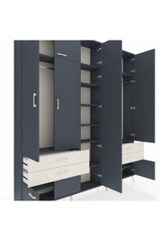 Arges Dolap 12 Raflı 4 Çekmeceli 2 Askılı 220x30x243 Antrasit-Antrasit/Aytaşı