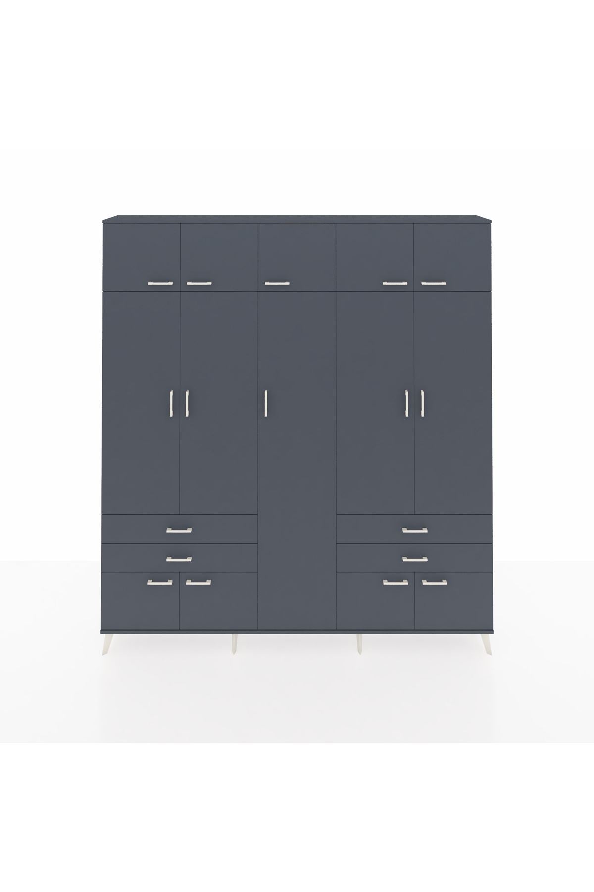 Arges Gardrop 12 Raflı 4 Çekmeceli 2 Askılı 220x30x243 Antrasit-Antrasit