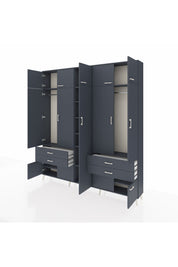 Arges Gardrop 12 Raflı 4 Çekmeceli 2 Askılı 220x30x243 Antrasit-Antrasit