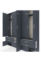 Arges Gardrop 12 Raflı 4 Çekmeceli 2 Askılı 220x30x243 Antrasit-Antrasit