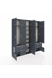 Arges Gardrop 12 Raflı 4 Çekmeceli 2 Askılı 220x30x243 Antrasit-Antrasit