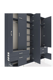 Arges Gardrop 12 Raflı 4 Çekmeceli 2 Askılı 220x30x243 Antrasit-Antrasit