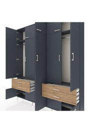 Arges Dolap 12 Raflı 4 Çekmeceli 2 Askılı 220x30x243 Antrasit-Antrasit/Çam