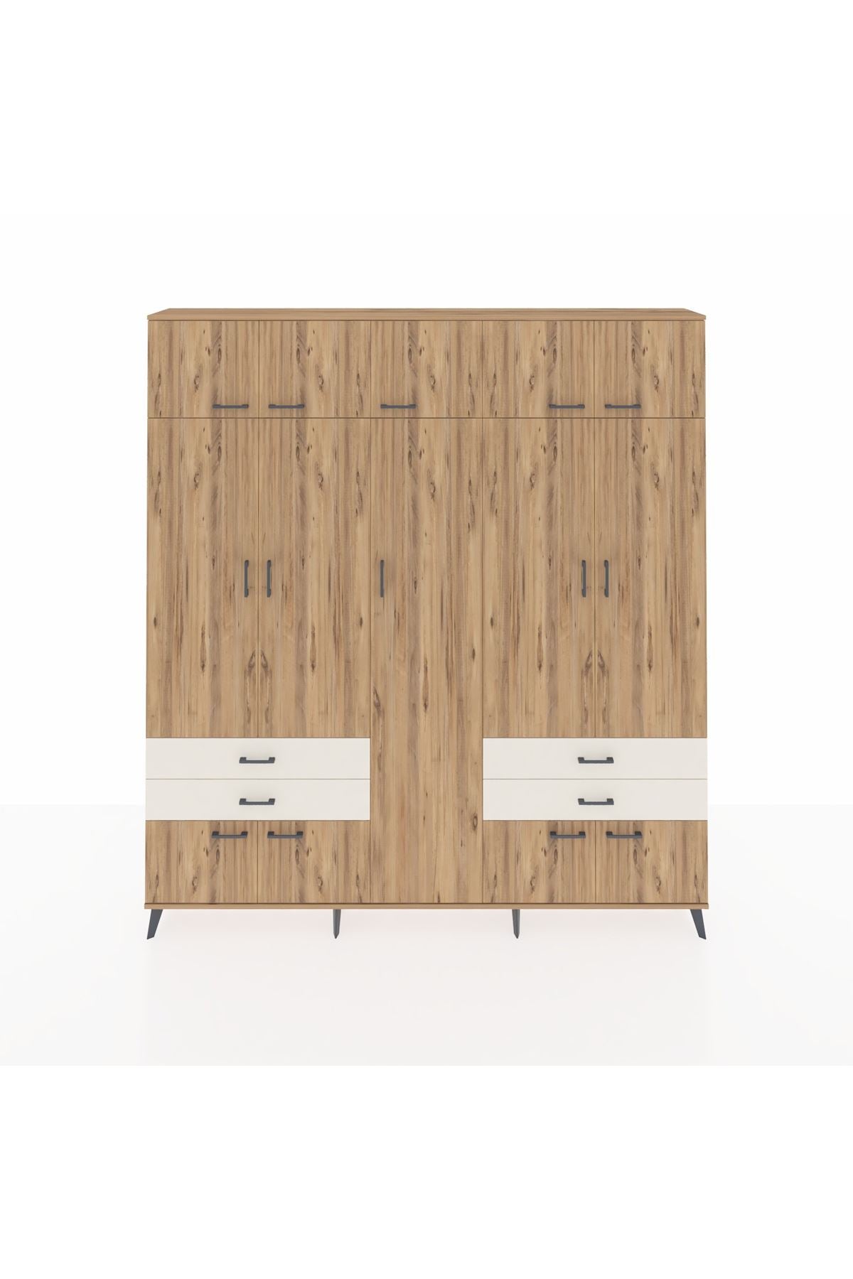 Arges Dolap 12 Raflı 4 Çekmeceli 2 Askılı 220x30x243 Çam-Çam/Aytaşı