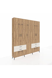 Arges Dolap 12 Raflı 4 Çekmeceli 2 Askılı 220x30x243 Çam-Çam/Aytaşı