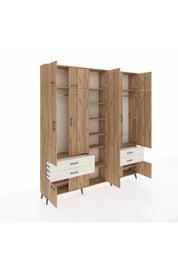 Arges Dolap 12 Raflı 4 Çekmeceli 2 Askılı 220x30x243 Çam-Çam/Aytaşı