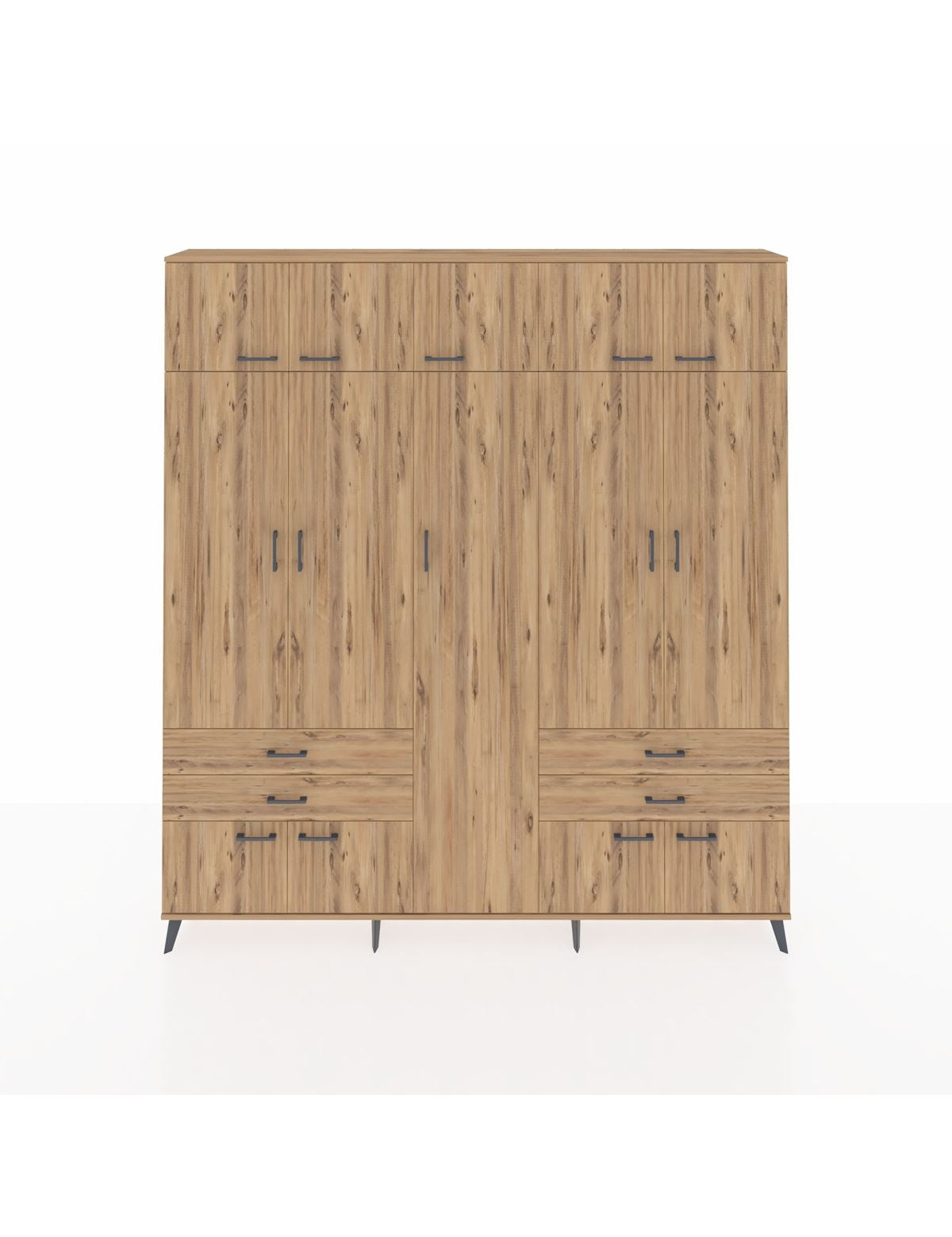 Arges Gardrop 12 Raflı 4 Çekmeceli 2 Askılı 220x30x243 Çam-Çam