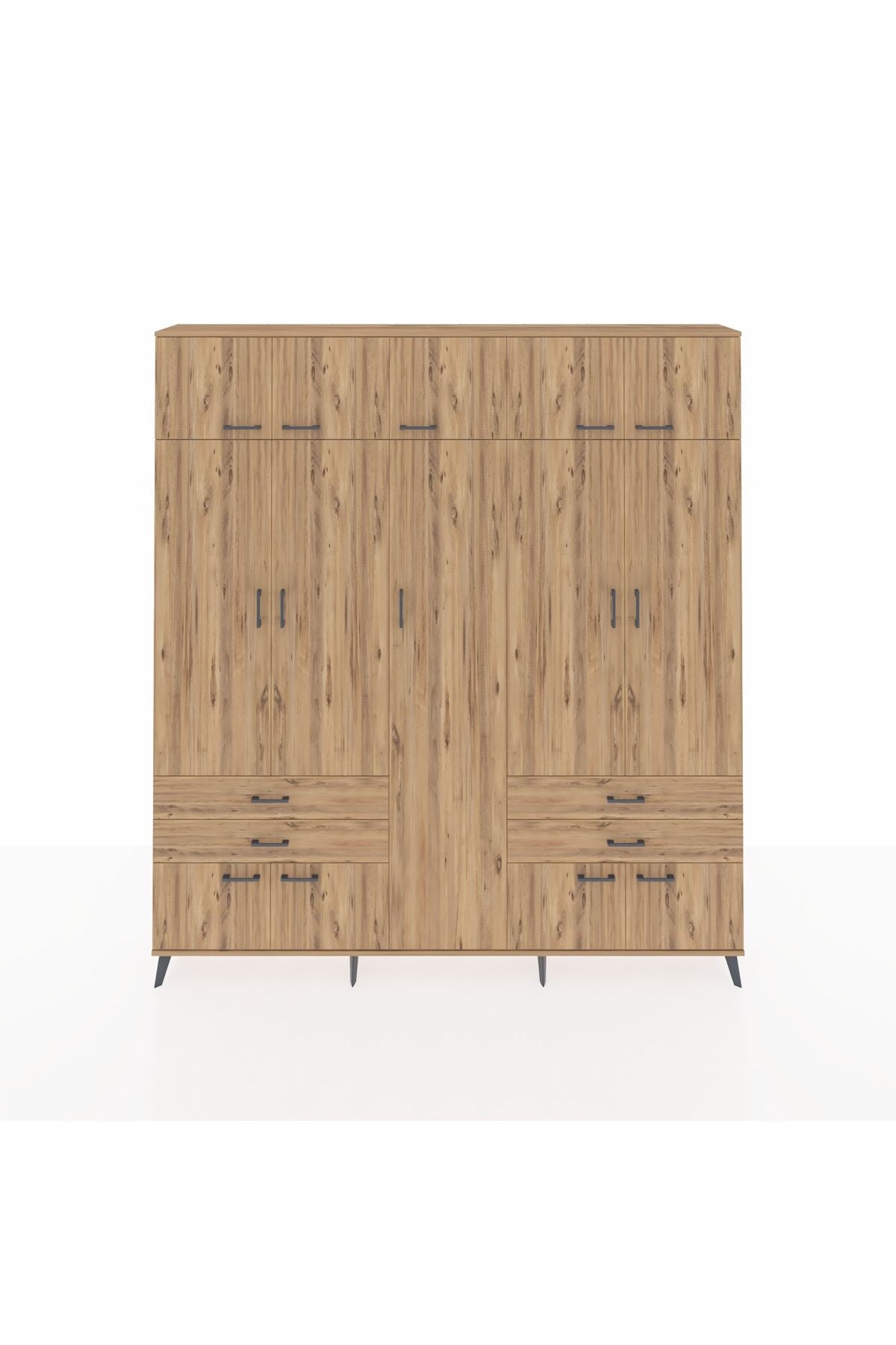 Arges Gardrop 12 Raflı 4 Çekmeceli 2 Askılı 220x30x243 Çam-Çam