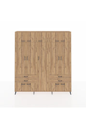 Arges Gardrop 12 Raflı 4 Çekmeceli 2 Askılı 220x30x243 Çam-Çam