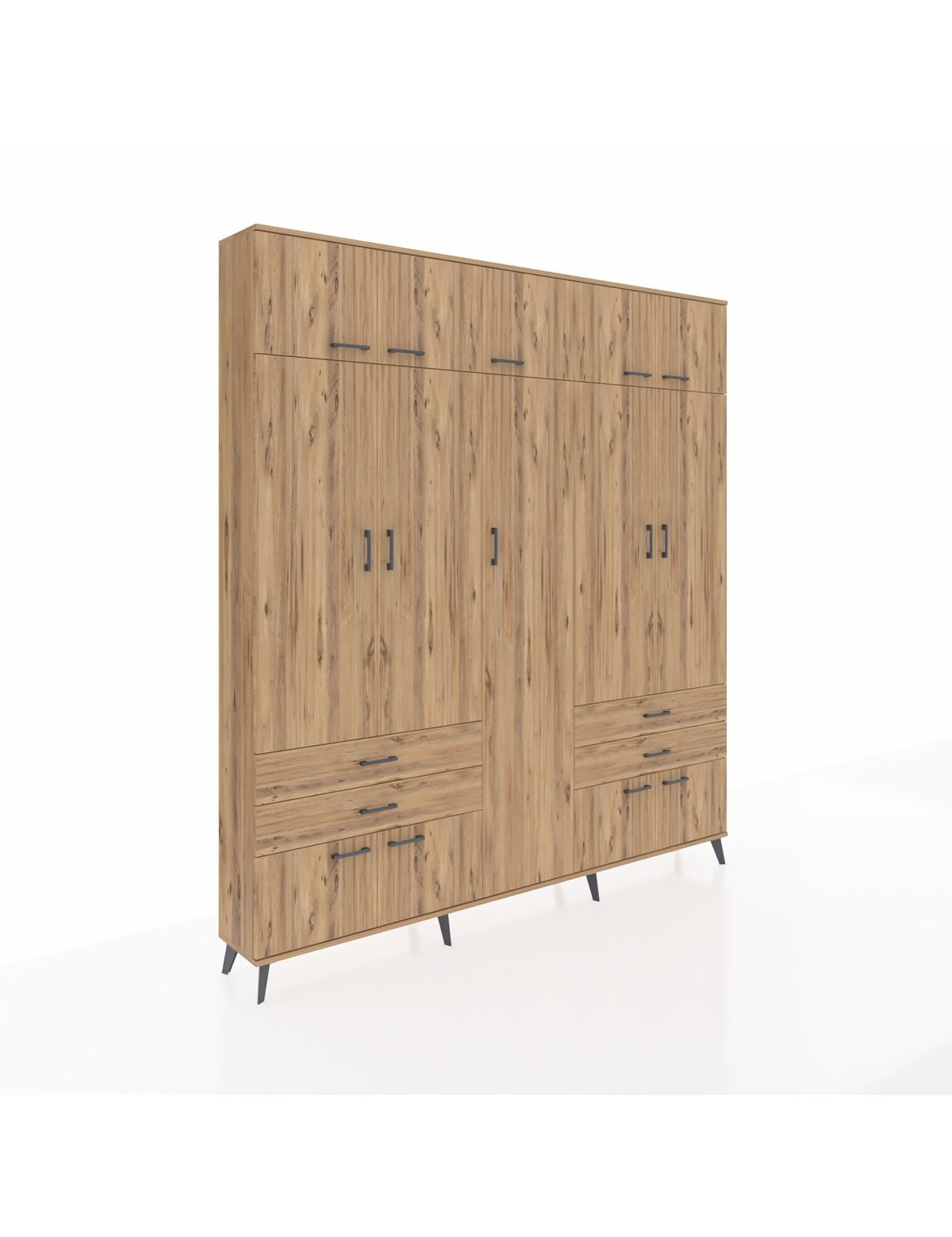 Arges Gardrop 12 Raflı 4 Çekmeceli 2 Askılı 220x30x243 Çam-Çam