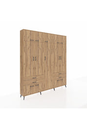 Arges Gardrop 12 Raflı 4 Çekmeceli 2 Askılı 220x30x243 Çam-Çam