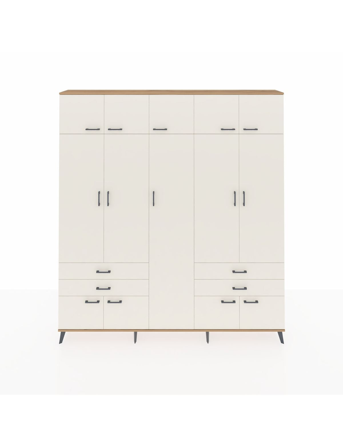 Arges Gardrop 12 Raflı 4 Çekmeceli 2 Askılı 220x30x243 Çam-Aytaşı