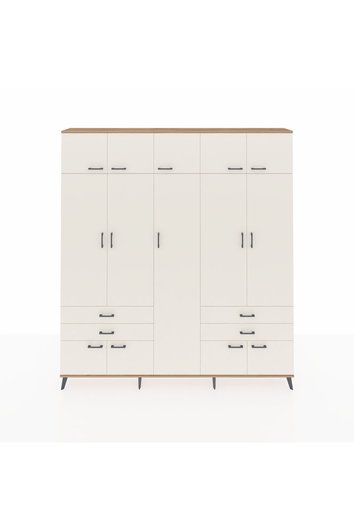 Arges Gardrop 12 Raflı 4 Çekmeceli 2 Askılı 220x30x243 Çam-Aytaşı