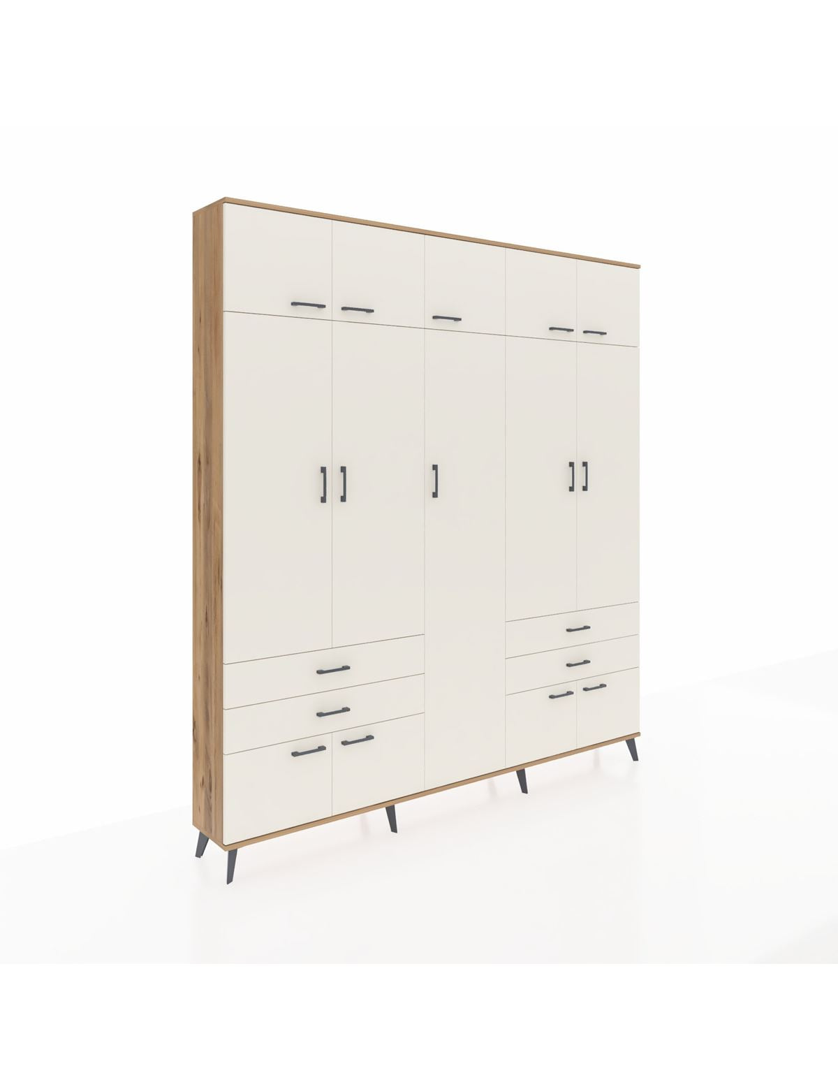 Arges Gardrop 12 Raflı 4 Çekmeceli 2 Askılı 220x30x243 Çam-Aytaşı