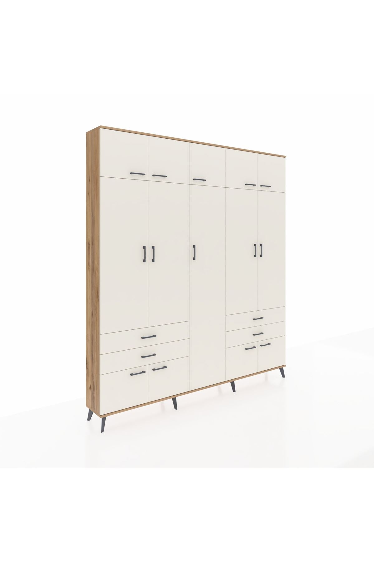 Arges Gardrop 12 Raflı 4 Çekmeceli 2 Askılı 220x30x243 Çam-Aytaşı