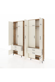 Arges Gardrop 12 Raflı 4 Çekmeceli 2 Askılı 220x30x243 Çam-Aytaşı