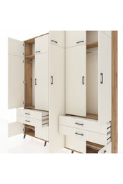 Arges Gardrop 12 Raflı 4 Çekmeceli 2 Askılı 220x30x243 Çam-Aytaşı