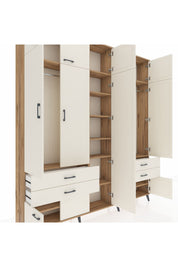 Arges Gardrop 12 Raflı 4 Çekmeceli 2 Askılı 220x30x243 Çam-Aytaşı