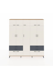 Arges Dolap 12 Raflı 4 Çekmeceli 2 Askılı 220x30x243 Çam-Aytaşı/Antrasit