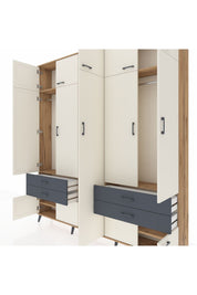 Arges Dolap 12 Raflı 4 Çekmeceli 2 Askılı 220x30x243 Çam-Aytaşı/Antrasit