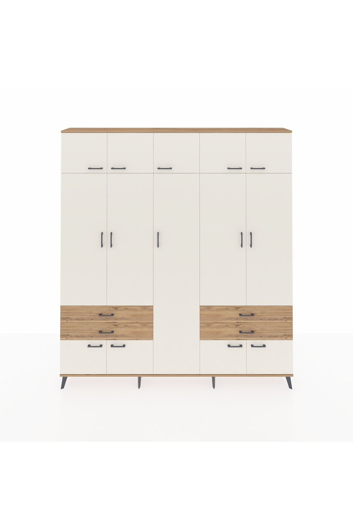 Arges Dolap 12 Raflı 4 Çekmeceli 2 Askılı 220x30x243 Çam-Aytaşı/Çam