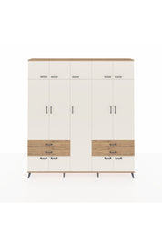 Arges Dolap 12 Raflı 4 Çekmeceli 2 Askılı 220x30x243 Çam-Aytaşı/Çam