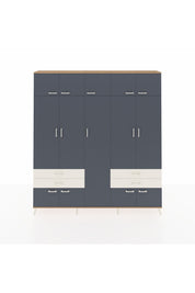 Arges Dolap 12 Raflı 4 Çekmeceli 2 Askılı 220x30x243 Çam-Antrasit/Aytaşı