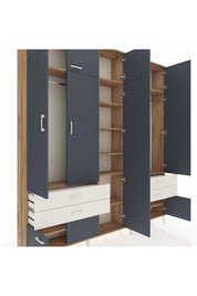 Arges Dolap 12 Raflı 4 Çekmeceli 2 Askılı 220x30x243 Çam-Antrasit/Aytaşı