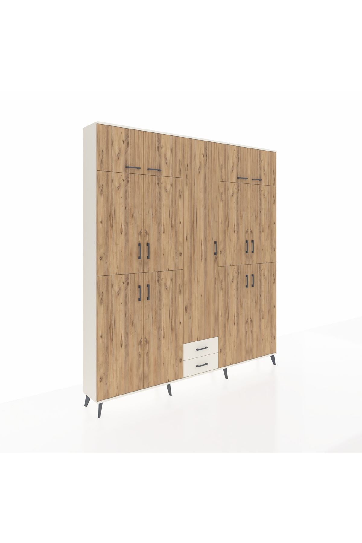 Arges Dolap 10 Raflı 2 Çekmeceli 4 Askılı 220x30x243 Aytaşı-Çam/Aytaşı