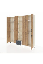 Arges Dolap 10 Raflı 2 Çekmeceli 4 Askılı 220x30x243 Aytaşı-Çam/Antrasit