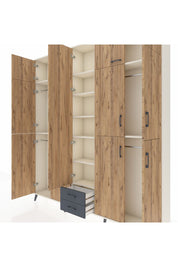 Arges Dolap 10 Raflı 2 Çekmeceli 4 Askılı 220x30x243 Aytaşı-Çam/Antrasit