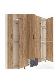 Arges Dolap 10 Raflı 2 Çekmeceli 4 Askılı 220x30x243 Aytaşı-Çam/Antrasit
