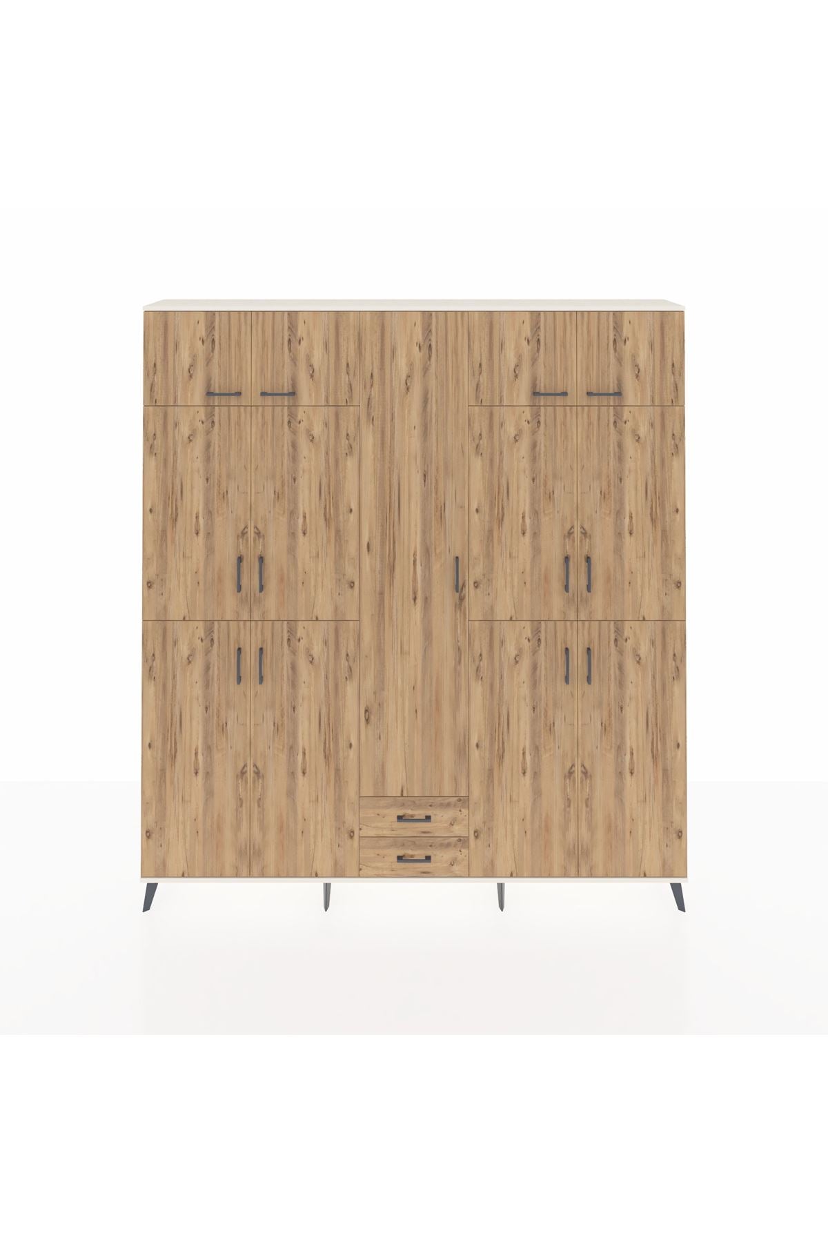 Arges Gardrop 10 Raflı 2 Çekmeceli 4 Askılı 220x30x243 Aytaşı-Çam