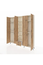 Arges Gardrop 10 Raflı 2 Çekmeceli 4 Askılı 220x30x243 Aytaşı-Çam