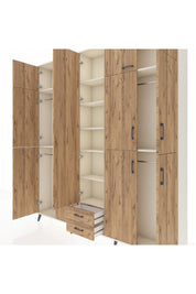 Arges Gardrop 10 Raflı 2 Çekmeceli 4 Askılı 220x30x243 Aytaşı-Çam