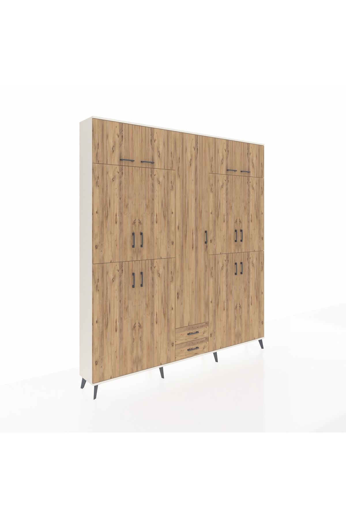 Arges Gardrop 10 Raflı 2 Çekmeceli 4 Askılı 220x30x243 Aytaşı-Çam