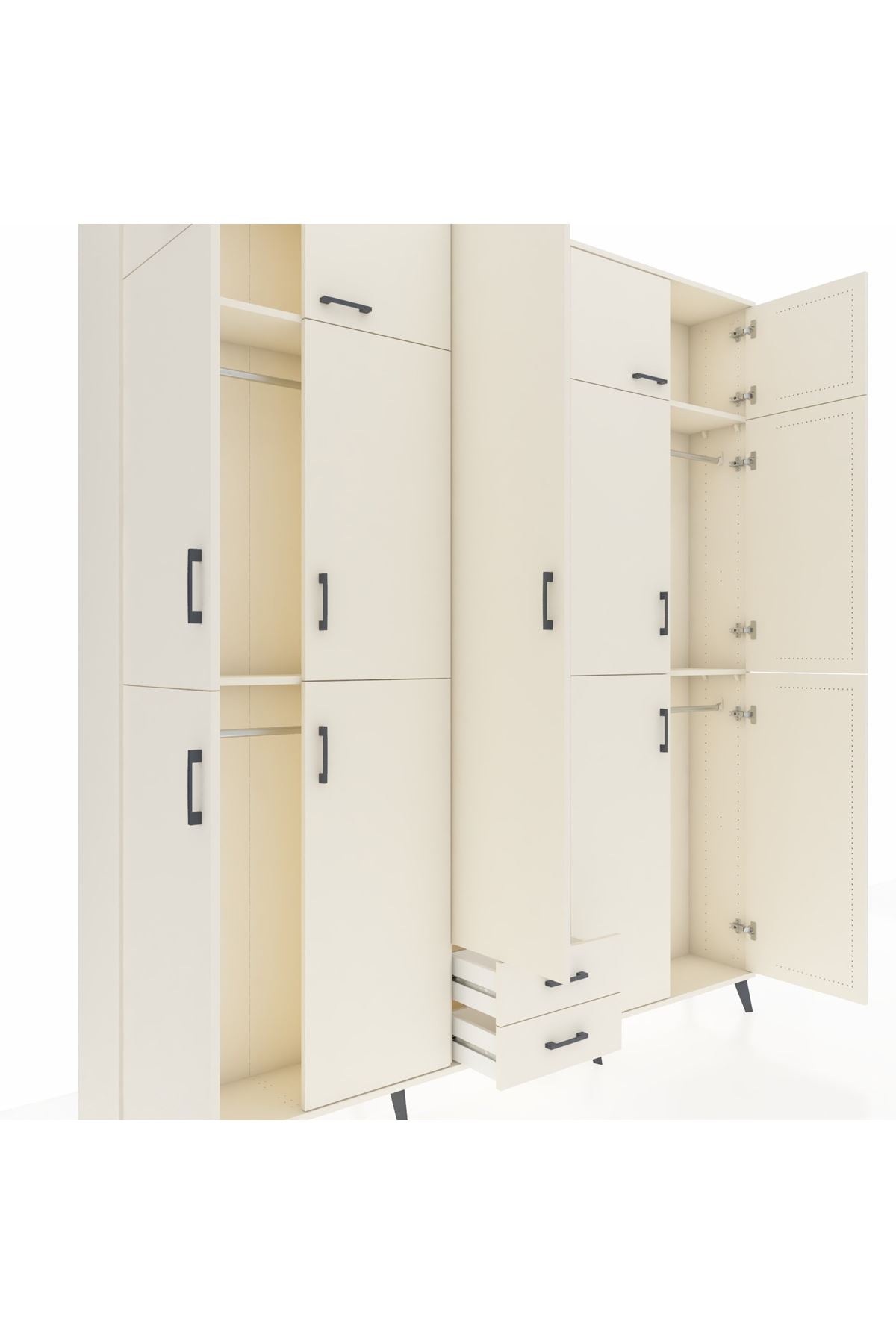 Arges Gardrop 10 Raflı 2 Çekmeceli 4 Askılı 220x30x243 Aytaşı-Aytaşı