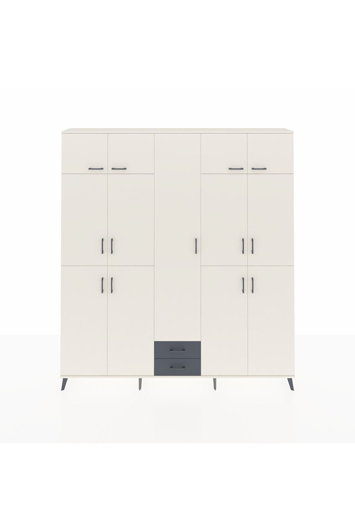 Arges Dolap 10 Raflı 2 Çekmeceli 4 Askılı 220x30x243 Aytaşı-Aytaşı/Antrasit