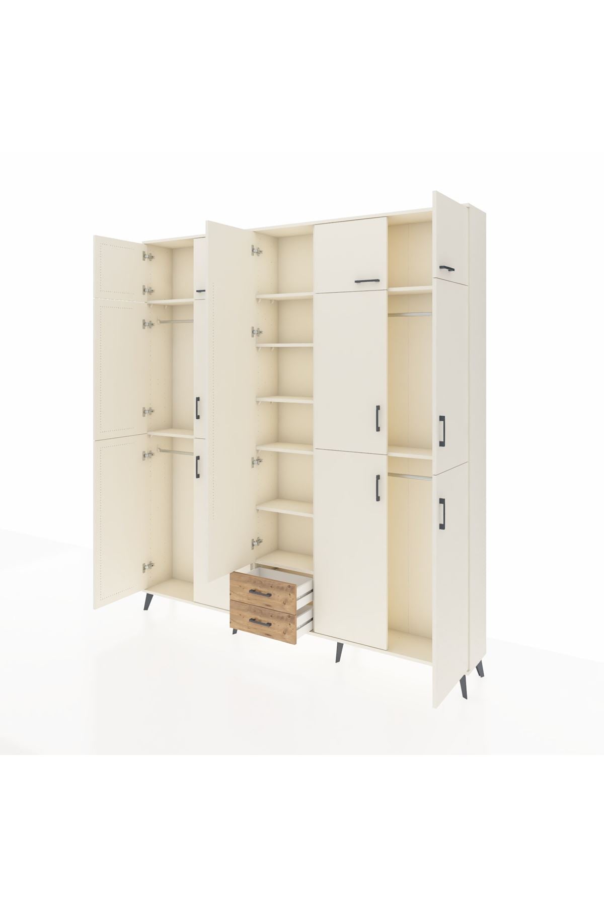 Arges Dolap 10 Raflı 2 Çekmeceli 4 Askılı 220x30x243 Aytaşı-Aytaşı/Çam