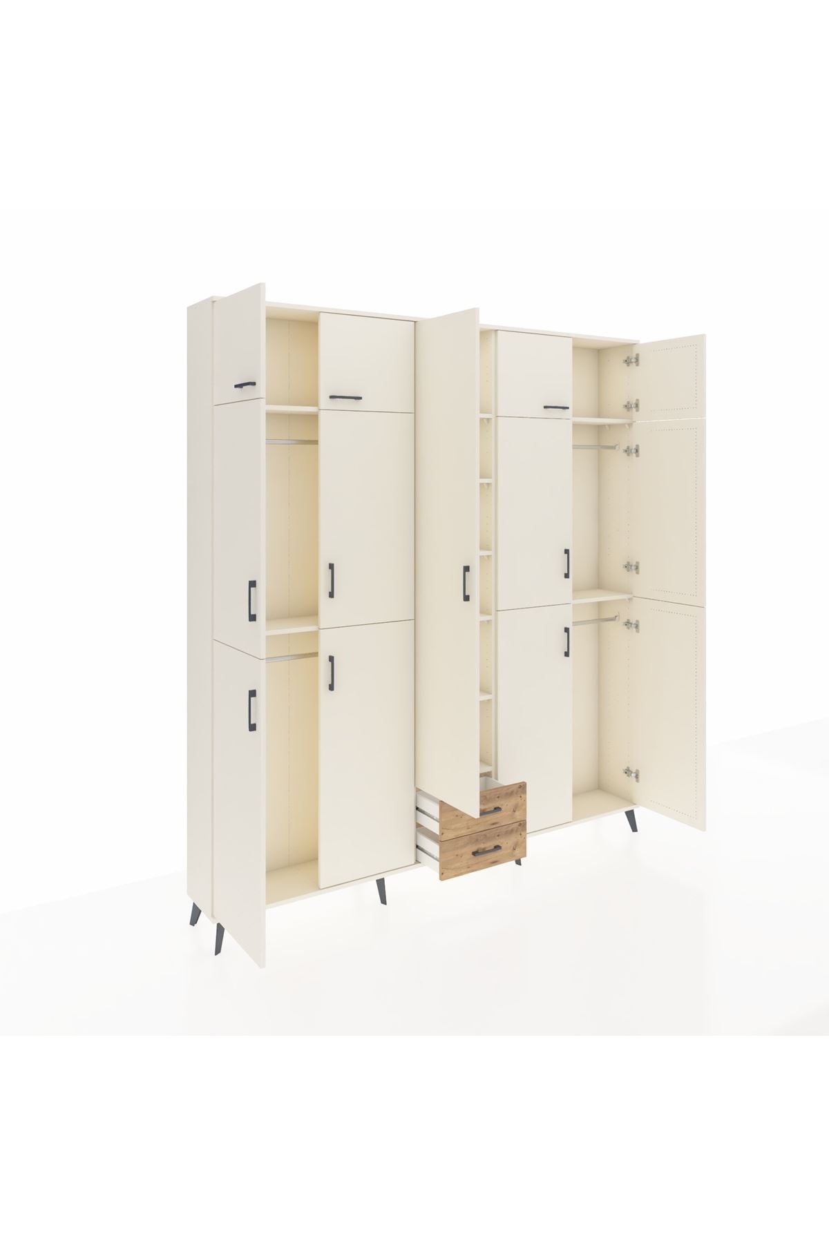 Arges Dolap 10 Raflı 2 Çekmeceli 4 Askılı 220x30x243 Aytaşı-Aytaşı/Çam