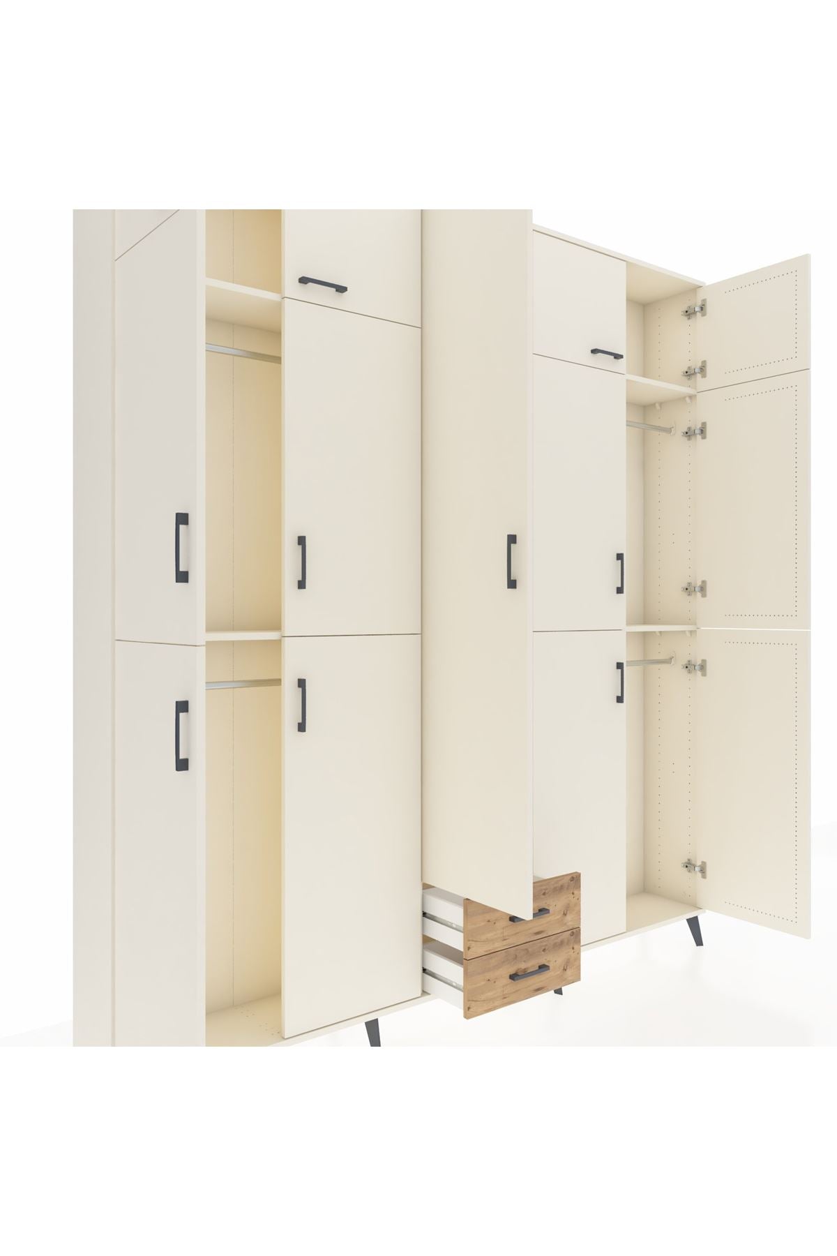 Arges Dolap 10 Raflı 2 Çekmeceli 4 Askılı 220x30x243 Aytaşı-Aytaşı/Çam