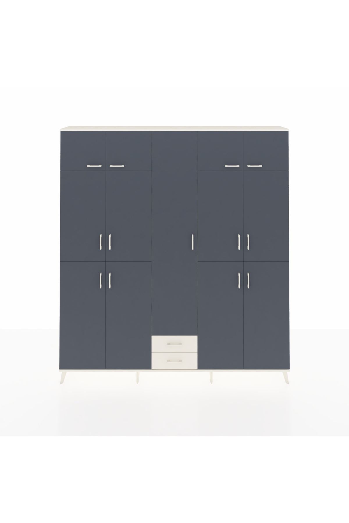 Arges Dolap 10 Raflı 2 Çekmeceli 4 Askılı 220x30x243 Aytaşı-Antrasit/Aytaşı