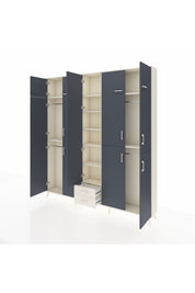 Arges Dolap 10 Raflı 2 Çekmeceli 4 Askılı 220x30x243 Aytaşı-Antrasit/Aytaşı