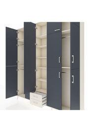 Arges Dolap 10 Raflı 2 Çekmeceli 4 Askılı 220x30x243 Aytaşı-Antrasit/Aytaşı